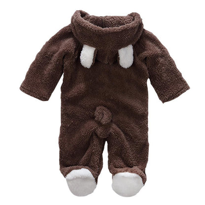 Winter Newborn Baby Plush Bodysuit Jumpsuit Cartoon Hoodies Boy Girl Romper Twins Clothes Korean version 0-12M