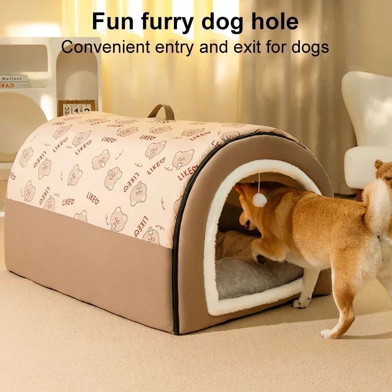 Casa de Cachorro Quente de Inverno Cama para Dormir para Animais de Estimação Destacável para Cães e Gatos de Pequeno e Médio Porte Canil Macio Antiderrapante Ninho para Filhotes e Gatinhos