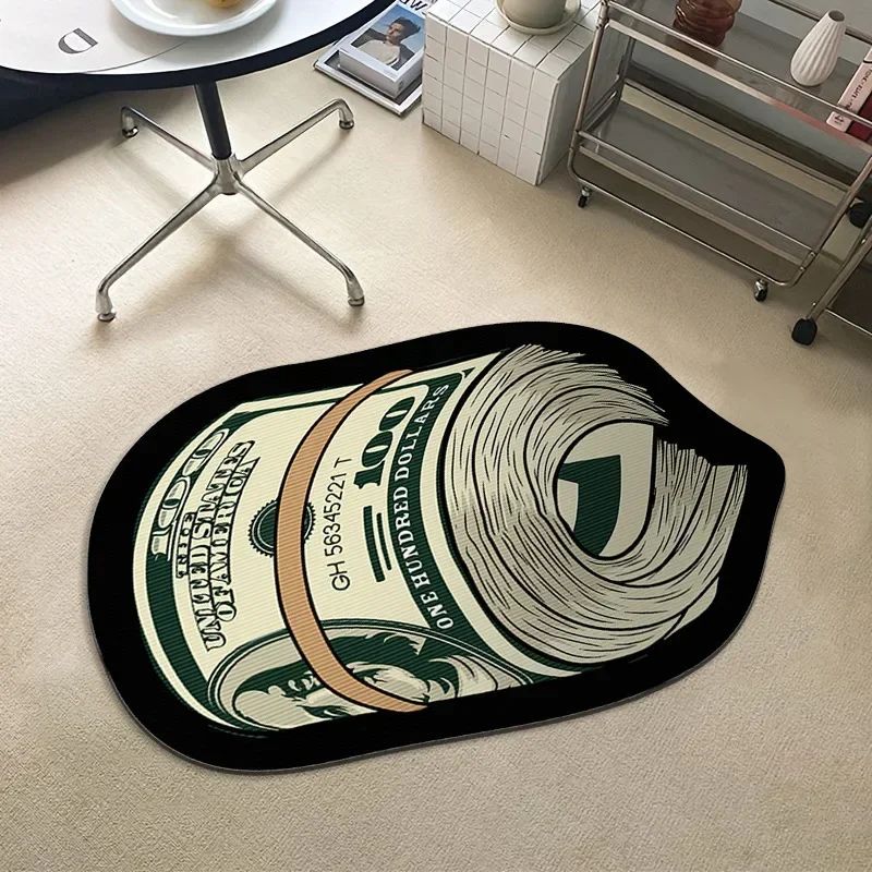 VIKAMA Upgraded Material Personalized Creative Dollar Simulated Money Carpet Living Room Bedroom Kitchen Bathroom Art Rug Mat
