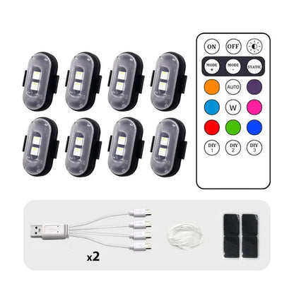 Wireless Remote LED Strobe Light 8 Colors USB Rechargeable Car Motorcycle Bike Aircraft Warning Anti-collision Flashing Lamp