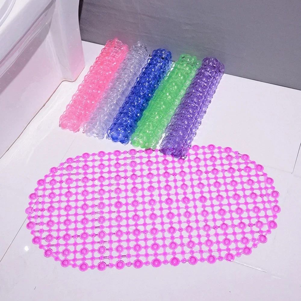 1pc Tapete de Banho Antiderrapante de PVC Retangular Macio para Chuveiro Banheiro Tapete de Massagem com Ventosa Antiderrapante Grande
