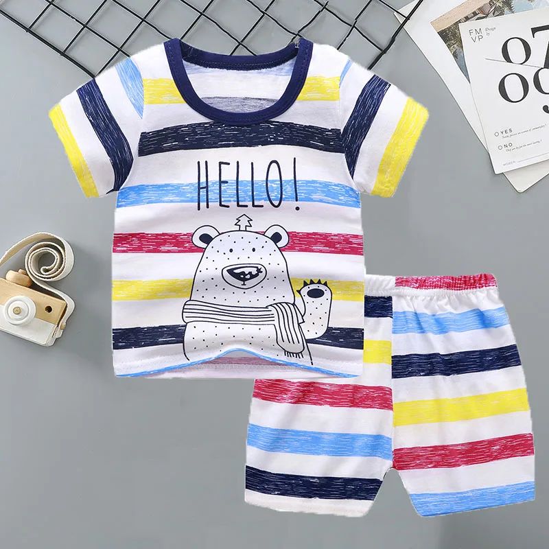 Conjuntos Infantis Mãe e Filhos Roupas Menino Menina Camiseta Shorts 2PÇS Verão Algodão Manga Curta Roupas de Bebê Infantil Terno