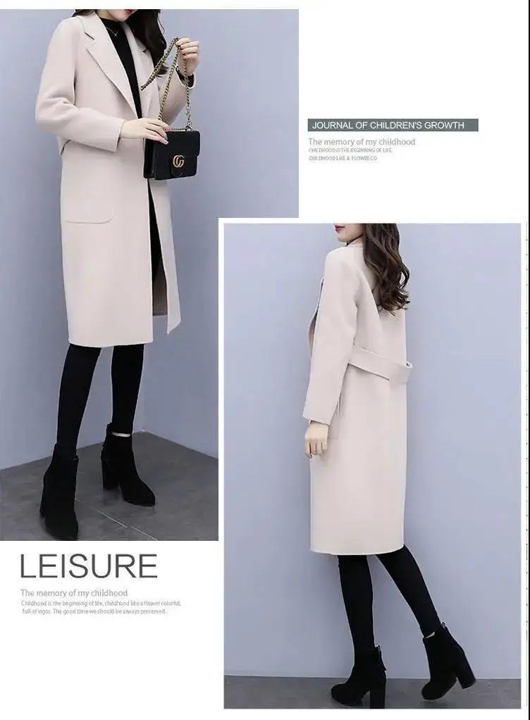 Plus Size Ladies Thickened Winter Coat Long Open-Front Woolen Jacket Loose Fit plus Size Fashionable Autumn Winter Korean Sty...