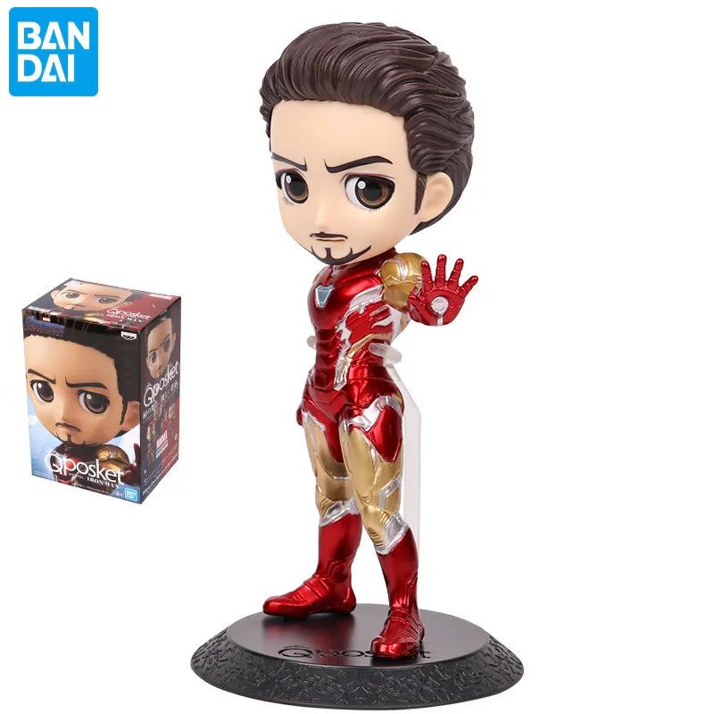 BANDAI Original Banpresto Qposket Marvel Vingadores Homem de Ferro Capitão América Loki Thor Figuras Colecionáveis