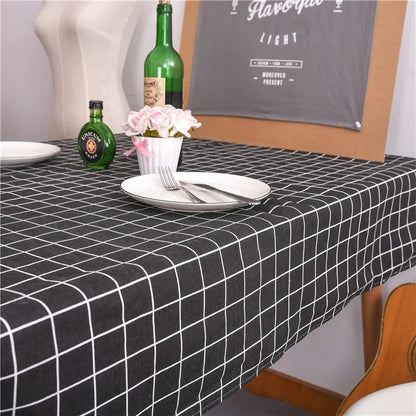 Table Cloth for Home Linen Cotton Plaid Stripe Dining Tablecloth Kitchen Decorative Rectangular Coffee Cuisine Party Table Cover