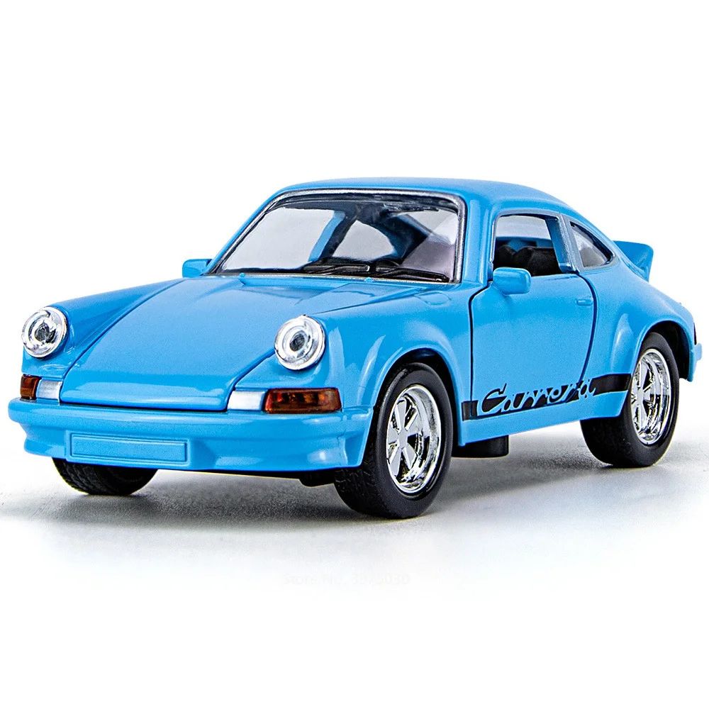 1:36 Porsche 911 Carrera 1974 Modelos de Brinquedo Liga de Fundição Carros 4 Portas Abertas Luz Som Veículos em Miniatura Brinquedos Educacionais para Meninos