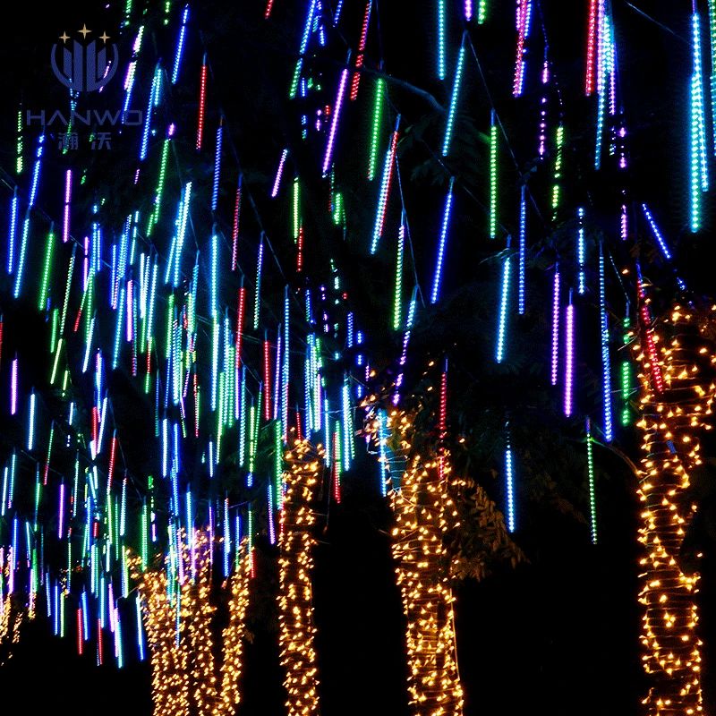 30/50cm 8 Tubes Meteor Shower Rain LED String Lights Christmas Tree Decorations Street Garland for Decor Noel New Year Navidad