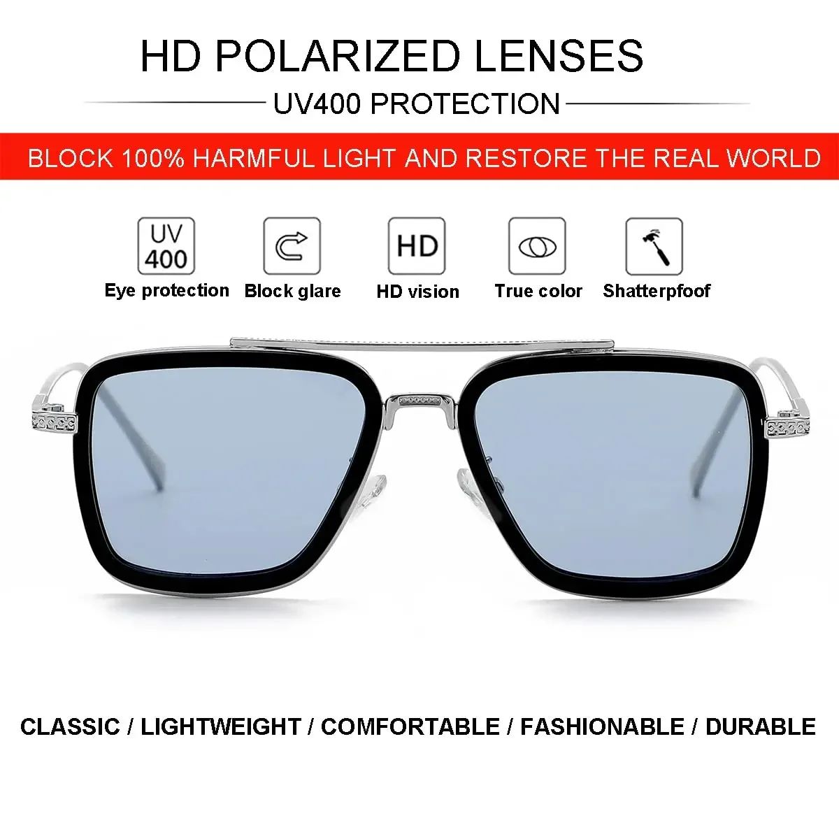 Óculos de Sol Infantis Polarizados de Luxo Estilo Tony Stark Óculos de Sol Quadrados para Crianças Meninos Meninas Oculos Retrô Homem de Ferro