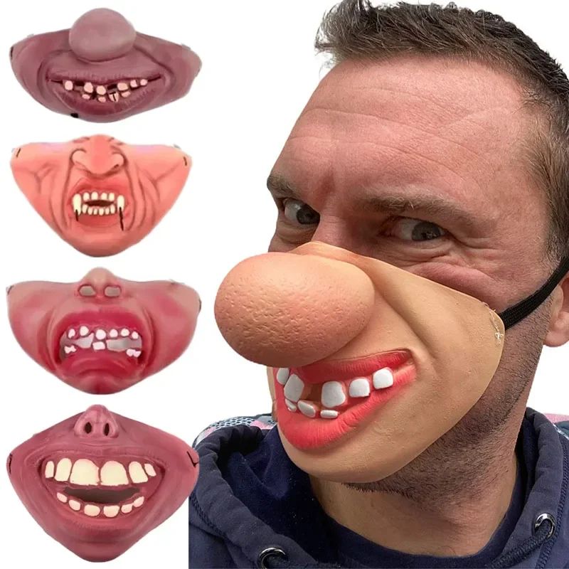 Half Face Clown Mask Creative Adult Latex Masks Cosplay Props Humorous Elastic Band Funny Halloween Horrible Party Decoration