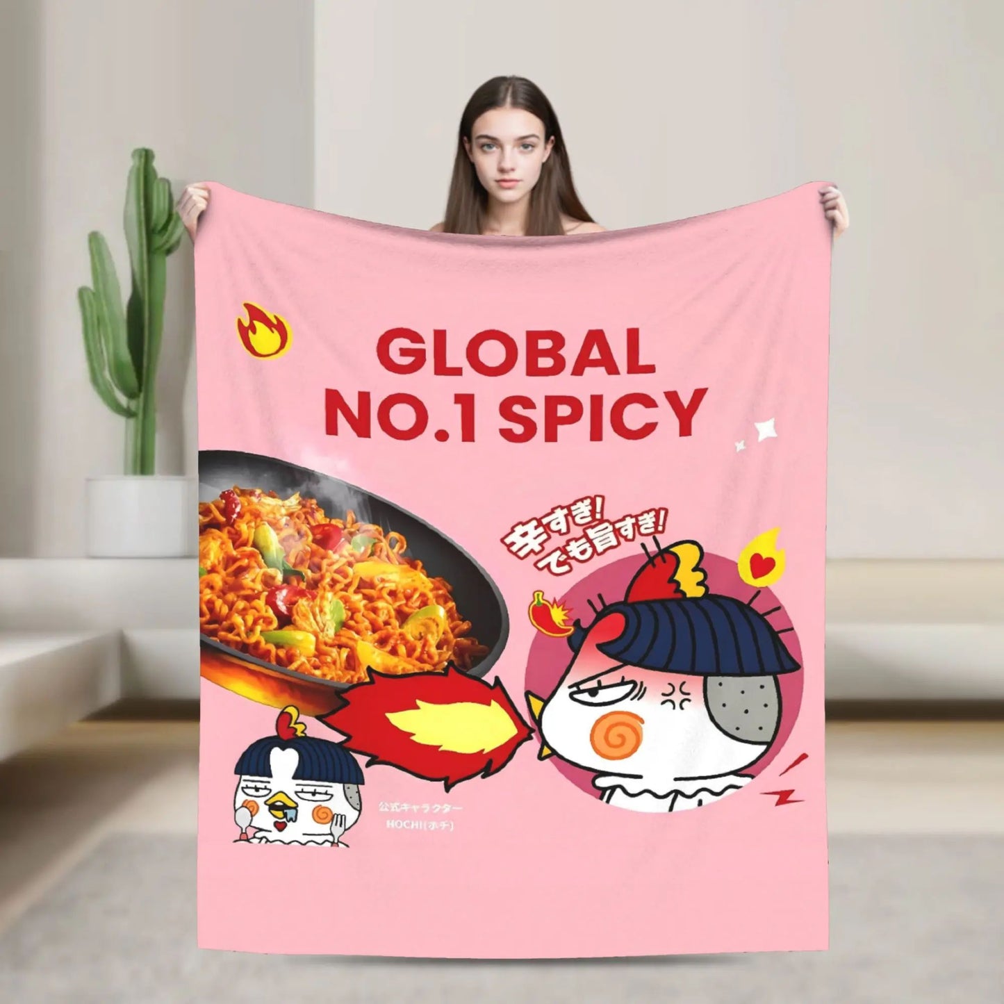 Spicy Chicken Noodle Hot Buldak Blanket Soft Warm Throw for Living Room Travel Office Flannel Bedding Quality Bedspread Design