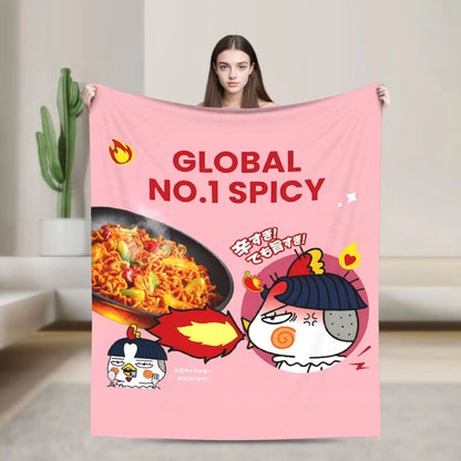 Spicy Chicken Noodle Hot Buldak Blanket Soft Warm Throw for Living Room Travel Office Flannel Bedding Quality Bedspread Design