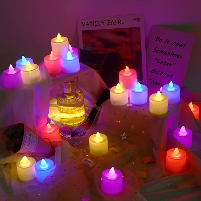 1/48PCS  LED Candle Battery-Power Tealight Flameless Fake Candle Light Christmas Wedding Birthday Wedding Romantic Decor Lamp