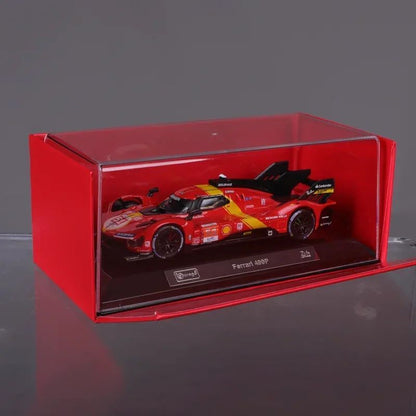 New In Stock Bburago 1:43 24h Le Mans Ferrari 499p 2024 #83 Includes Base And Acrylic Box Alloy Miniature Diecast Model Toys