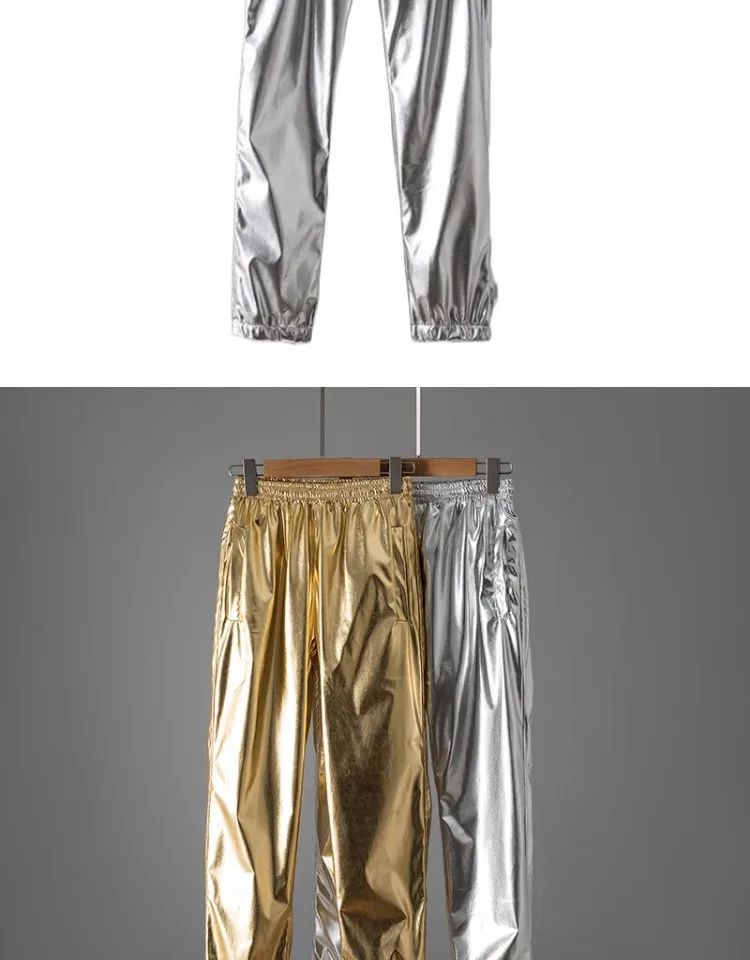 Adults Men's Shiny Metallic Suits Adult Disco Outfit Jacket Pants Halloween Dress Up Nightclub Dance Rave Cosplay Costume