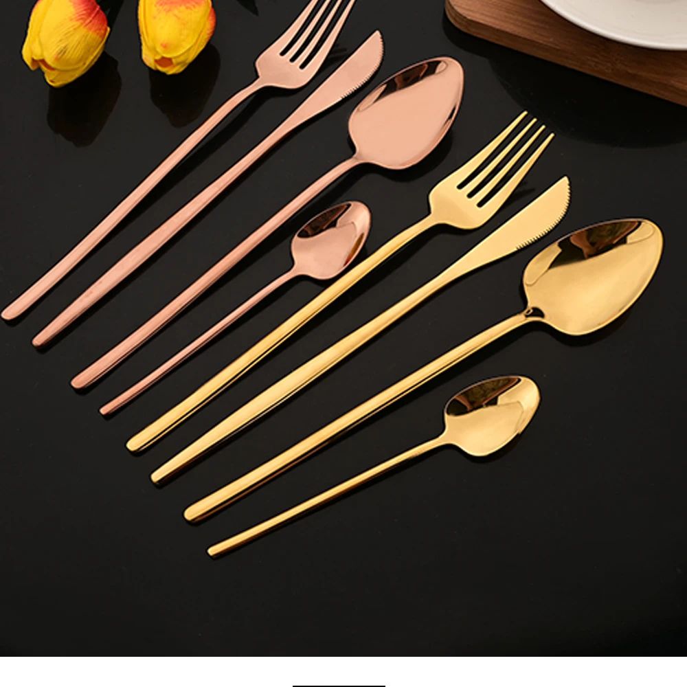 24Pcs Stainless Steel Dinnerware Set Kitchen Fork Spoon Knife Dinner Cutlery Set White Silver Western Flatware Tableware Set