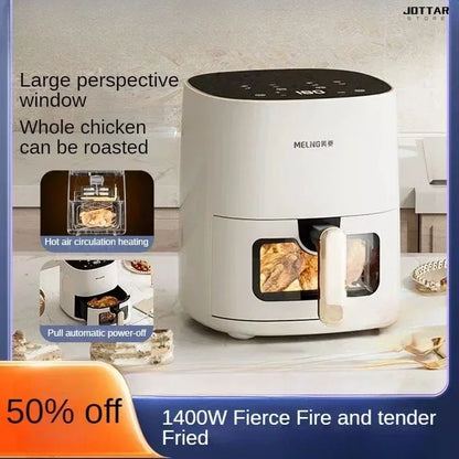 New air fryer. For home use. For making french fries. Visible. Multi-function all-in-one. Automatic.  Oil-free electric oven.