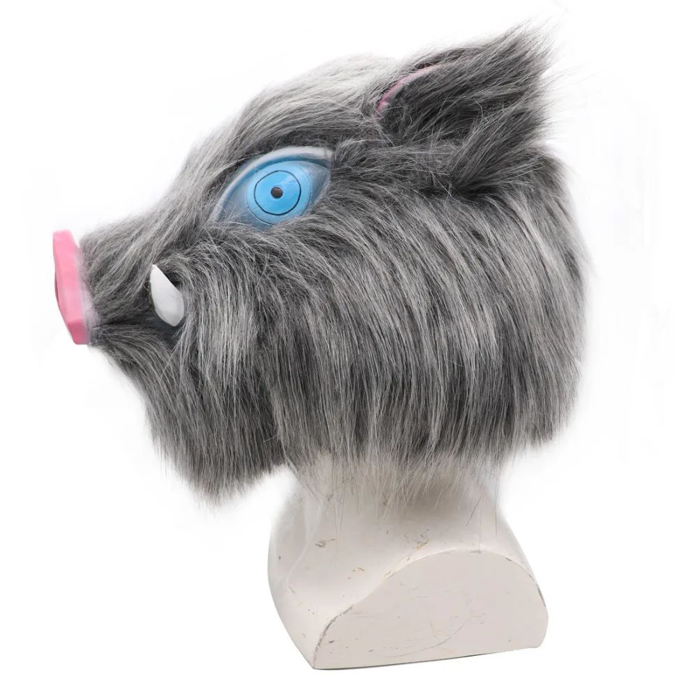 2026 Inosuke Hashibira Mask Helmet  Cosplay Hood Hair Pig Mask Headwear Halloween Carnival Costume Prop