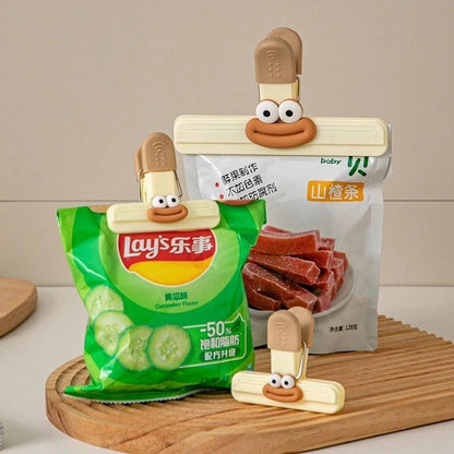 3 unidades de Clipes de Vedação Criativos com Rosto para Sacos, Clipes de Lanche para Alimentos, Ferramentas de Cozinha, Pequenos Clipes Decorativos, Armazenamento de Saco Plástico para Geladeira