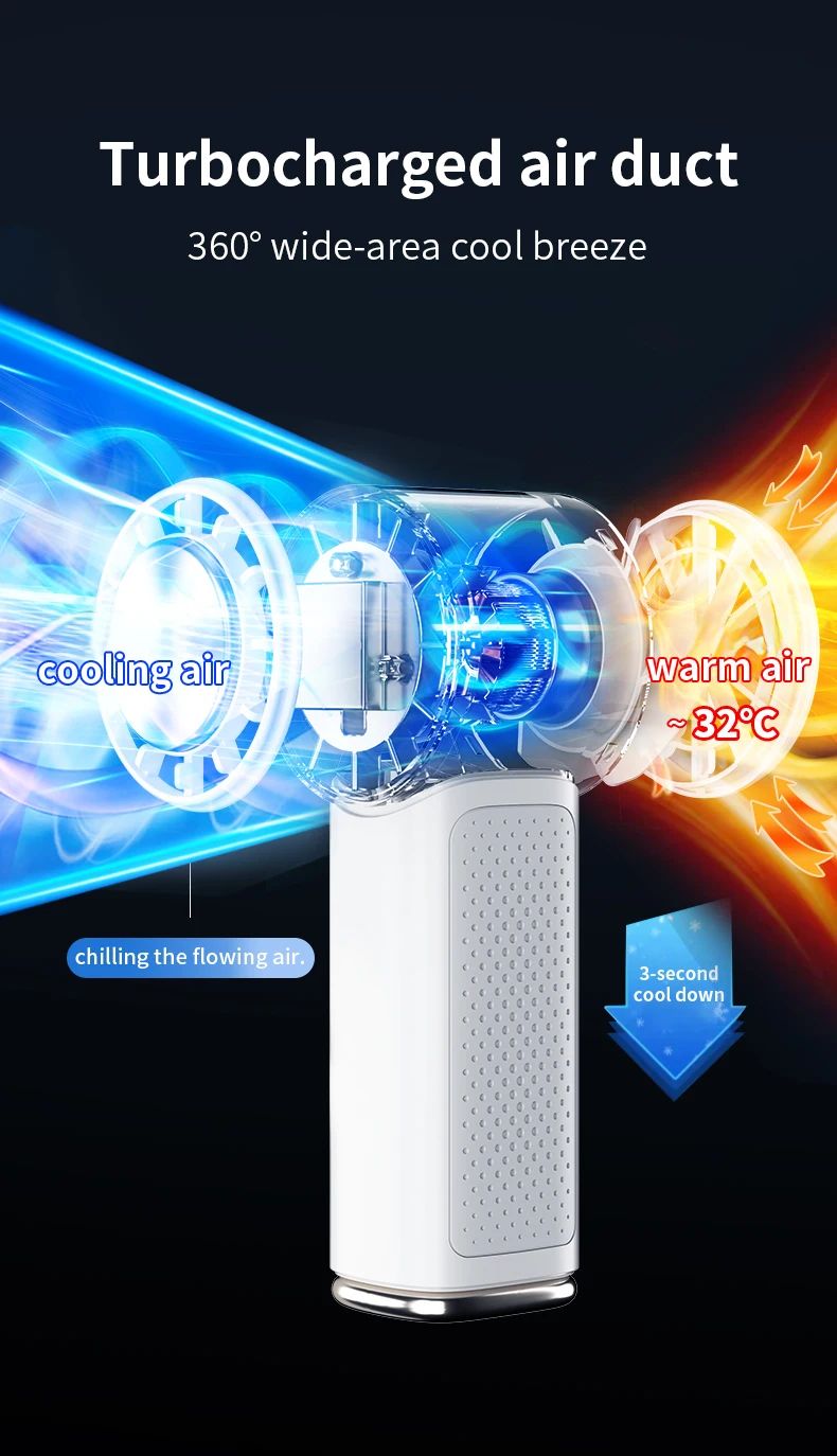 Mini Air Conditioner Portable  Air Cooler USB Rechargeable 2000mAh Hand Fan Mini Air Conditioning for Outdoor Camping