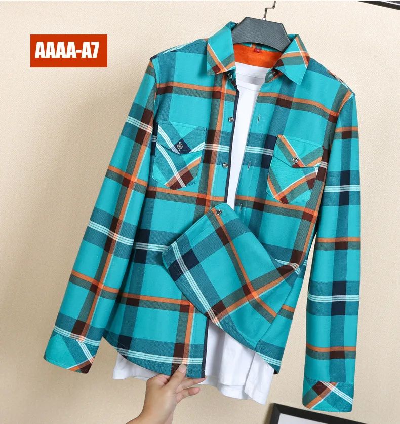 Women's Fleece Lined Long Sleeve Shirt Mid Length Thick Winter Warm Korean Style Elastic plus Size Plaid Patterned Button up