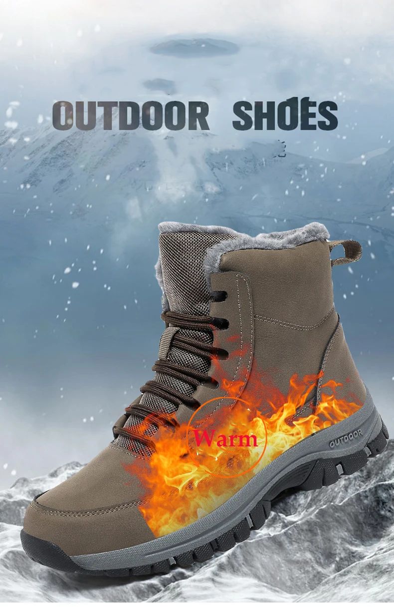 NeW Men Winter Snow Boots For Waterproof Leather Sneakers Super Warm Men's Boots Outdoor Male Hiking Boots Work Shoes Size 39-48