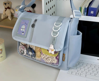 Japanese Harajuku School Bags for Teenage Girls New 2025 Transparent Itabag Crossbody Bag DIY Badges Display Plate Ita Bag