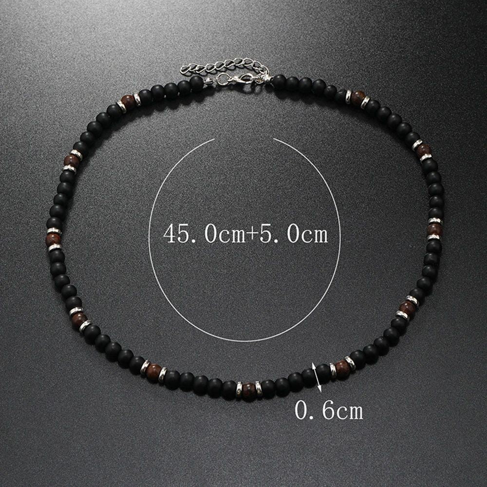 Colar Masculino Artesanal de Contas de Madeira e Argila Colar Fashion Vintage Africano de Contas Brancas para Homens Colar de Surfista de Praia Joias Tribais