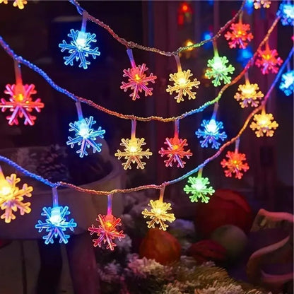1pc LED Christmas Snowflake String Light Indoor Hanging Decorative Light Fairy Atmosphere Lamp for Wedding Party Battery Box/USB
