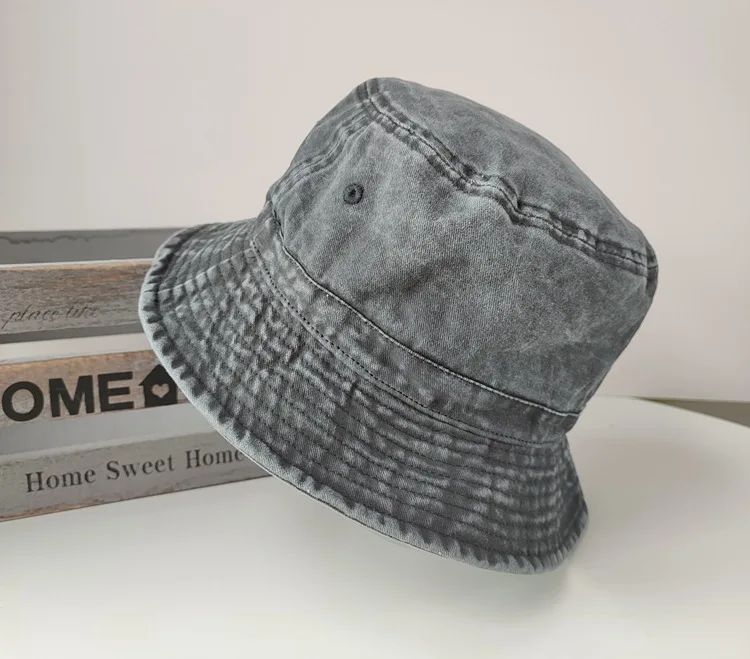 Korean Big Head Washed Denim Bucket Hats Men Cotton Sun Hat Plus Size 64cm Oversize Bob Panama Unisex Big Size Fisherman Cap