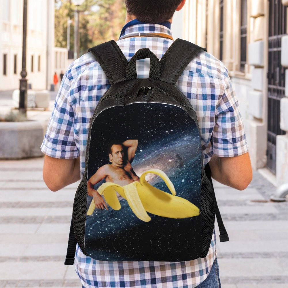 Custom Nicolas Cage Meme Laptop Backpack Women Men Basic Bookbag for College School Student Funny Bags