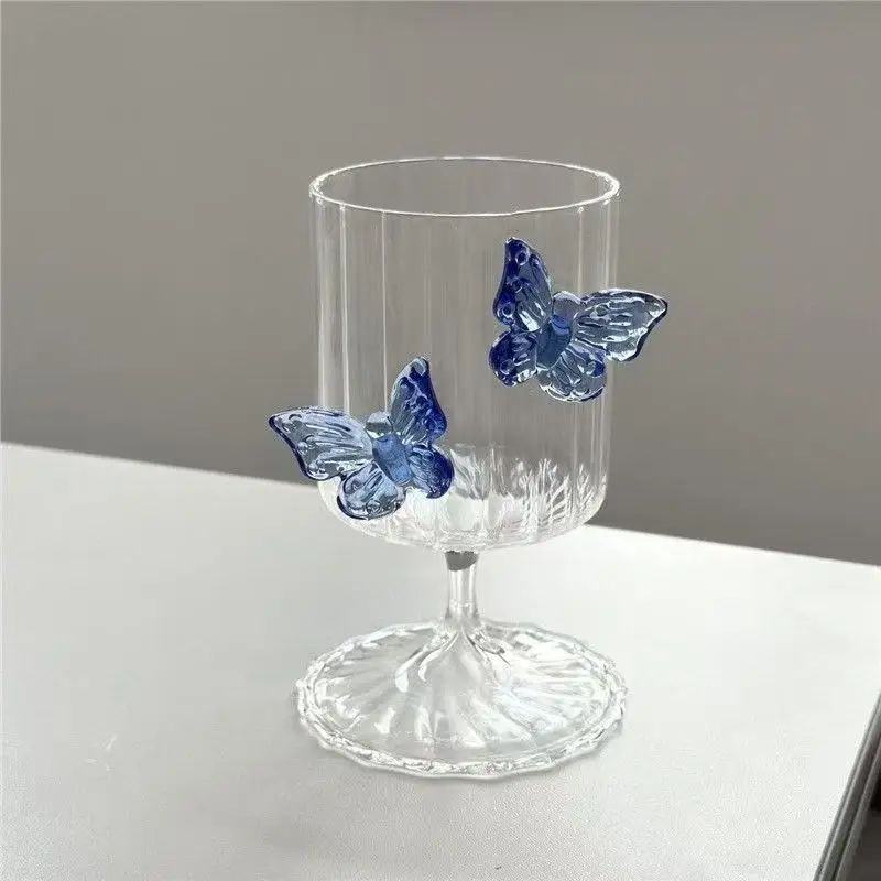 Copo de Vidro de Pé Alto Original Taça de Vinho Borboleta de Instagram Copos de Champanhe Copos Estéticos de Coquetel Presentes de Natal