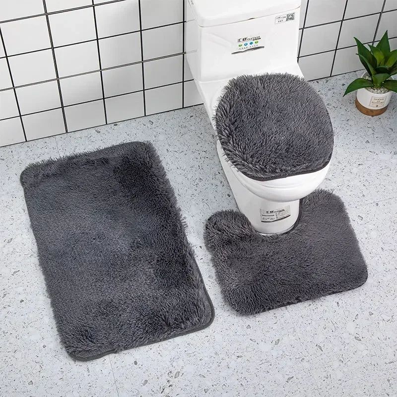 3piece Bathroom Mat Bathroom Silk Tie-dye Bathroom Soft Non-slip Carpet Shower Carpet Toilet Seat Cover Floor Mat