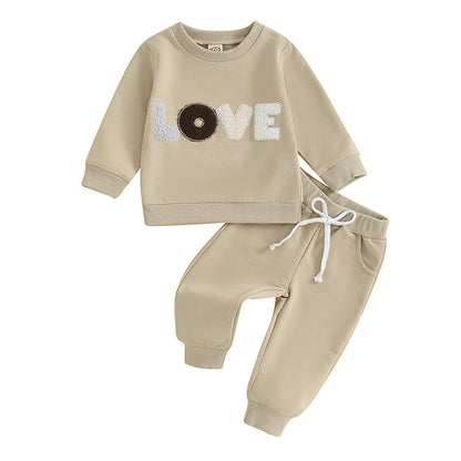 Baby Girl Clothes Newborn Infant Fall Winter Outfits Love Print Long Sleeve Sweatshirts Tops Pants Set 0-24M