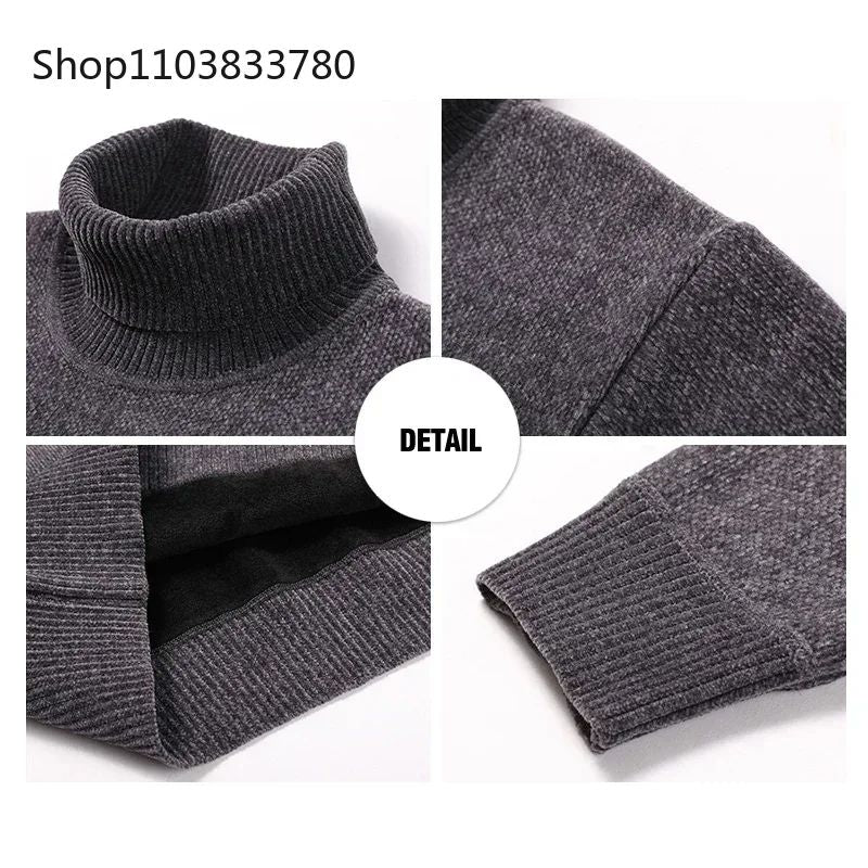 Men Turtleneck Sweater Casual Thick Men's Rollneck Knitted Sweater Warm Mens Jumper Woolen Sweater Male Outwear Knitwear 3XL 4XL