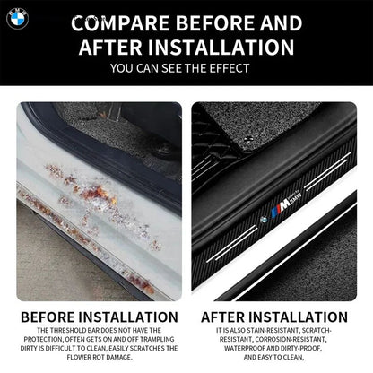 Car Door Automobile Scraper Protection Universal Pedal Protection Sticker Carbon Fiber Grain Automobile Threshold Strip For BMW