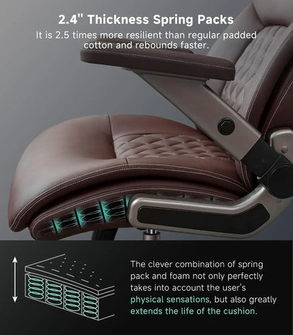 [Best Seller, Buy Now!]Big and Tall Office Chair, Executive , Adjustable Lumbar Support 3'' Double Space Wheel, Managerial Home