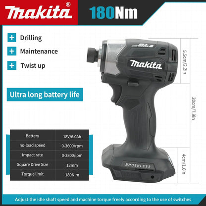 Parafusadeira de Impacto sem Fio Makita DTD173 18V LXT BL Motor sem Escova Furadeira Elétrica Modo Madeira/Parafuso/T 180 N·M Ferramentas Elétricas Recarregáveis