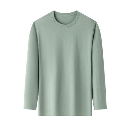 Men's Solid Color round Neck Long Sleeve T-Shirt Cotton Summer Comfortable Breathable Casual Top in Various Colors