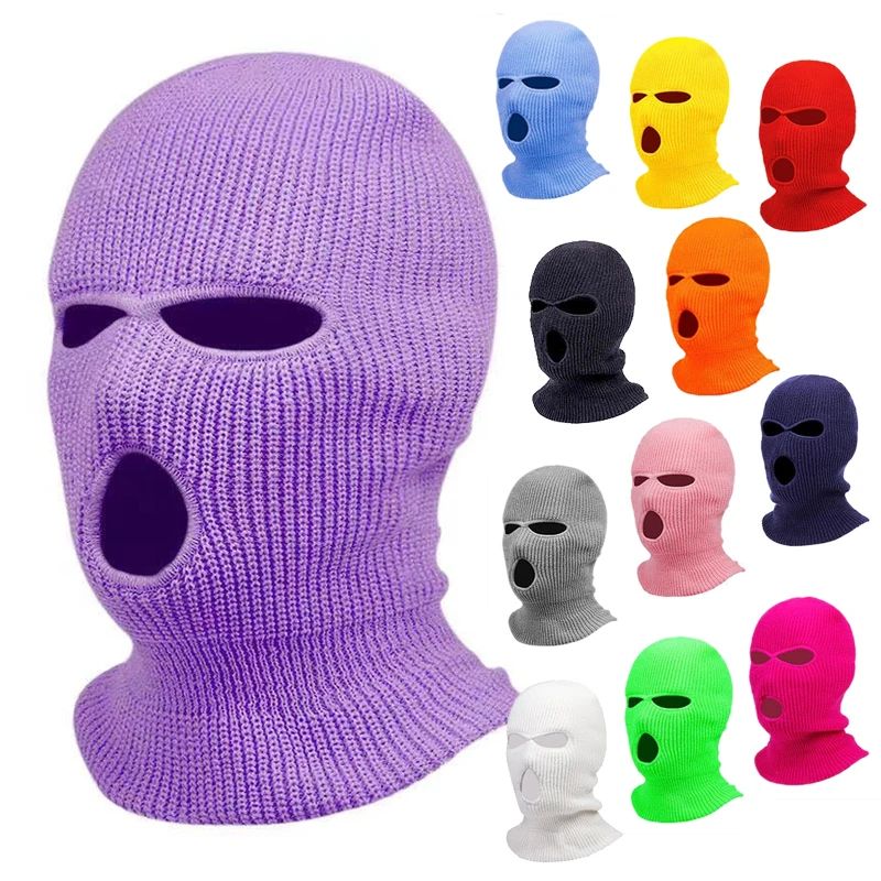 Men's Winter Knitted Balaclava, Windproof Ski Mask, Warm Wool Motorcycle Hat