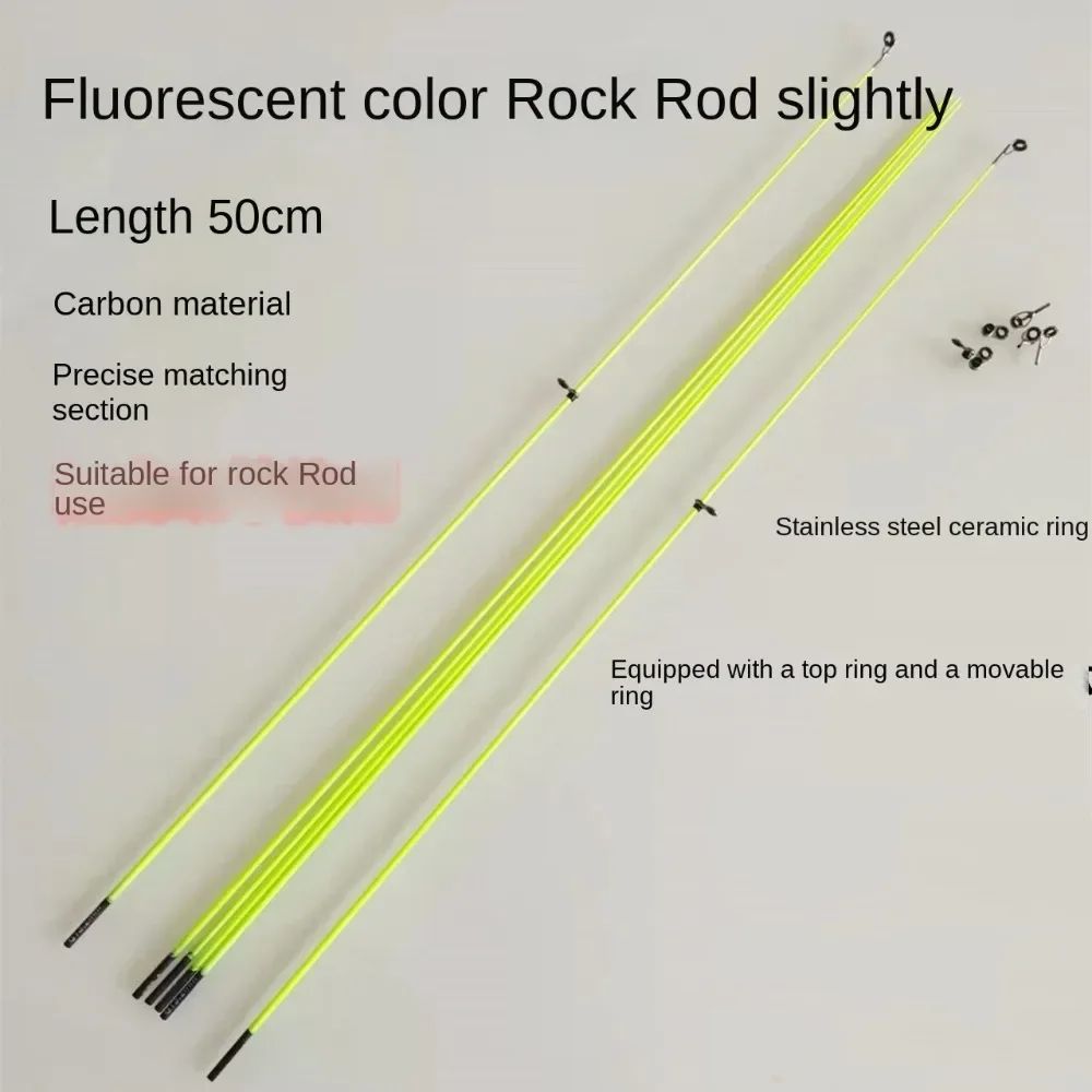 2 peças de alta qualidade com ponta de anel superior para vara de pesca de inverno retrátil de fibra de carbono giratória 50cm fibra de vidro para pesca no gelo