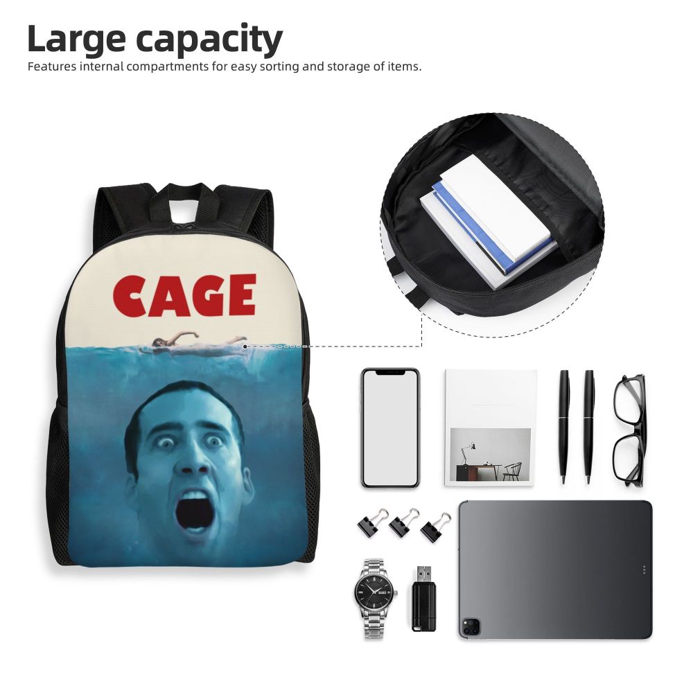 Custom Nicolas Cage Meme Laptop Backpack Women Men Basic Bookbag for College School Student Funny Bags