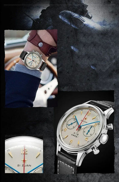 Men's watches 1963 pilot automatic watch 42mm waterproof retro quartz chronograph vintage dress watch