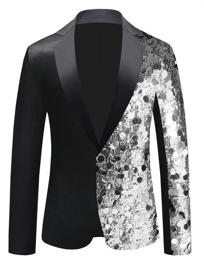 New Men Luxury Sequin Suit Jacket Silver / Gold Fashion Singer Bar KTV Dance Party Stage Performance Dress Blazers Coats
