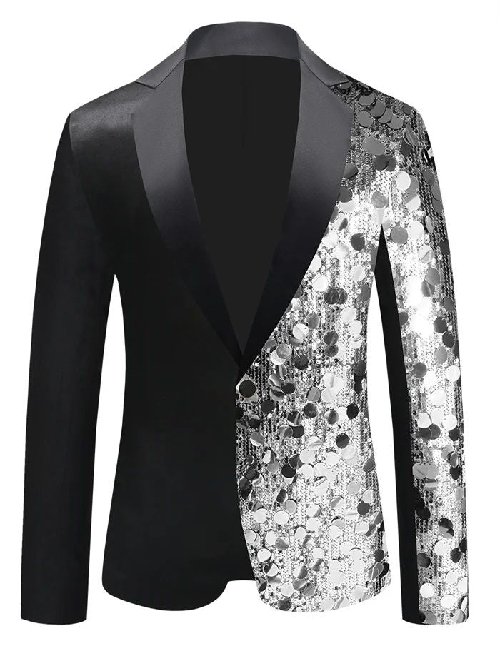 New Men Luxury Sequin Suit Jacket Silver / Gold Fashion Singer Bar KTV Dance Party Stage Performance Dress Blazers Coats