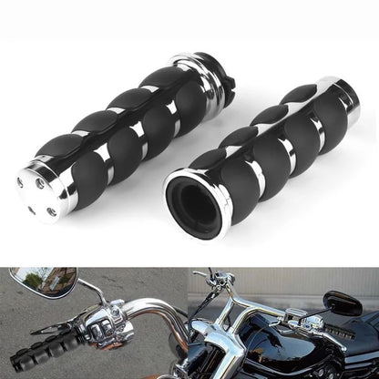 Manoplas Retro para Guidão de Motocicleta 25 MM de Alumínio e Borracha para Harley Touring Softail Fat Boy Sportster XL 883 1200 Dyna