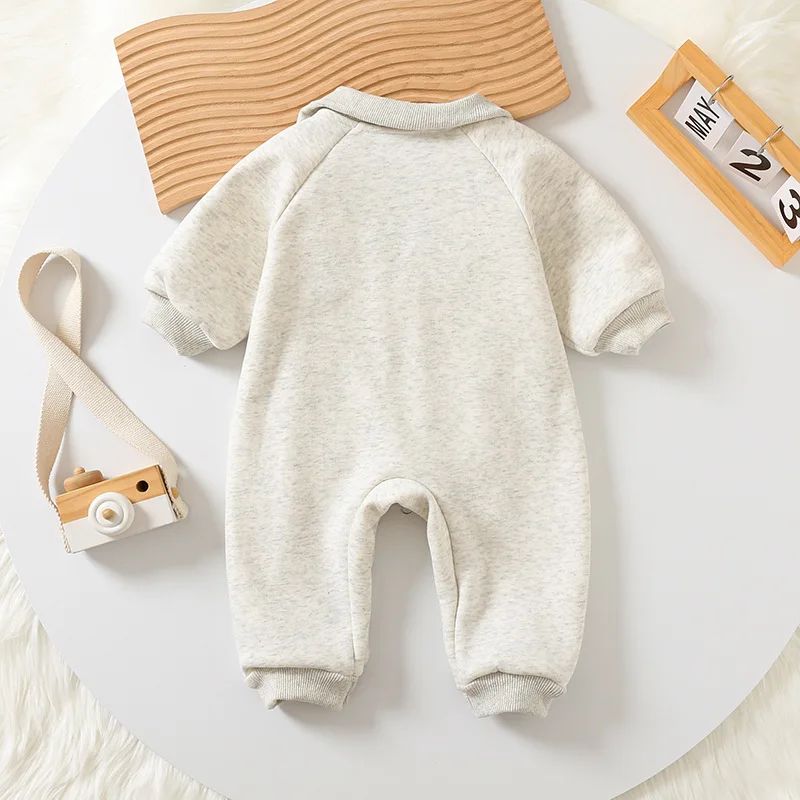 2024 Macacões de Bebê Outono Inverno Forro Grosso Macacões Meninos Forro de Pelúcia Roupas Infantis Roupa de Menino