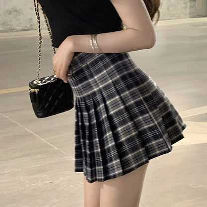 Plaid Half Length Skirt Women's A-line Short Skirt High Waist Girl Skirt Ropa Mujer Mini Skirts Clothes for Women