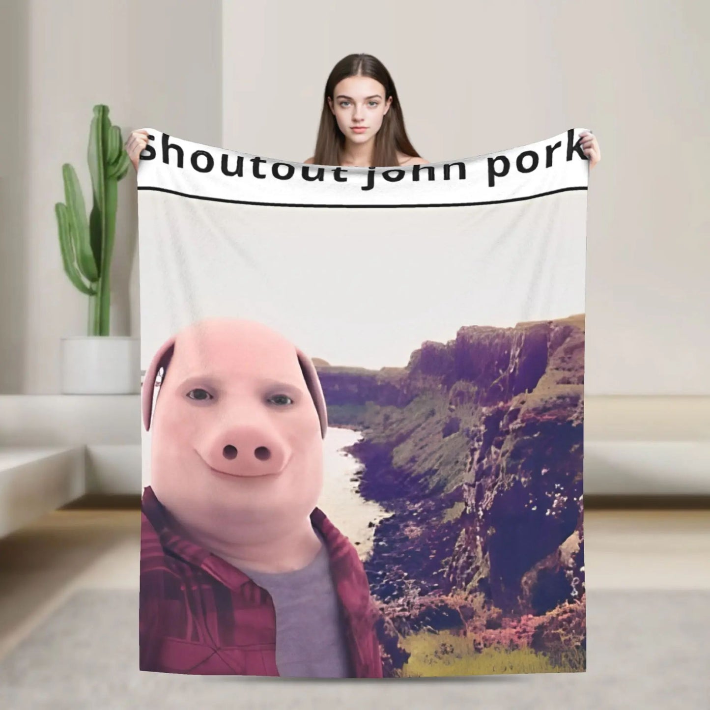 Super Soft Funny Print Throw Blanket for Bedding Travel Outdoor Use  John Pork Is Calling