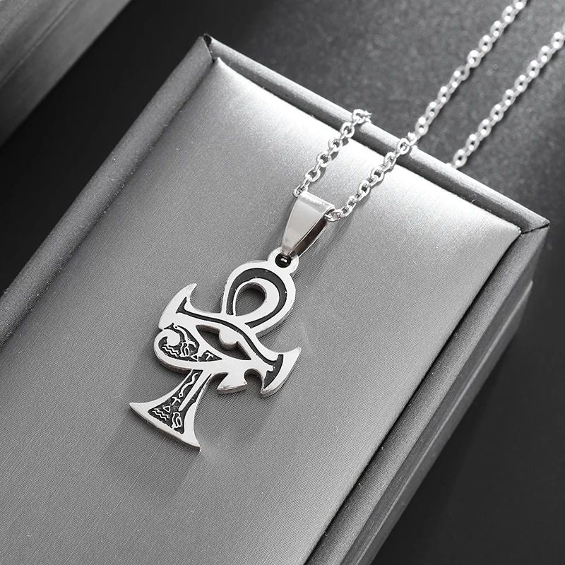 Eye of Horus, Eye of God Necklace, Rotatable Evil Eye Pendant, Men's Trendy Retro Weird Egyptian Amulet Jewelry