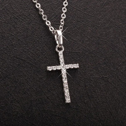 Colar Gargantilha com Pingente Cruz de Aço Inoxidável com Zircônia para Mulheres Homens Design Personalizado Hip Hop Popular Joias de Festa Presentes